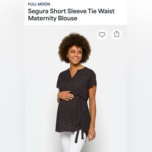 Segura Short Sleeved Tie Waist Maternity Blouse - L